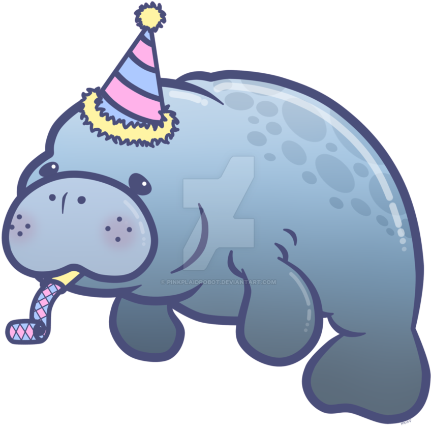 Party Manatee Charm Design By Pinkplaidrobot - Cute Manatee Drawing (920x869)
