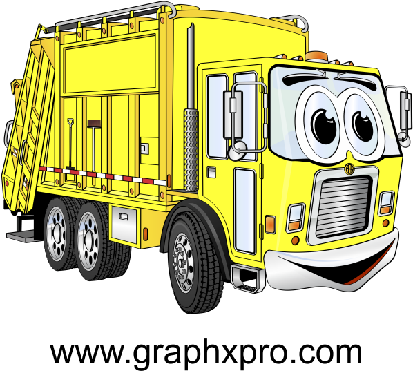Yellow Garbage Truck Cartoon - Yellow White Garbage Truck Pillow Case (735x554)
