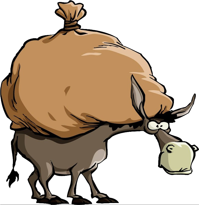 Mule Cartoon Donkey Clip Art - Donkey With Load Clipart (800x854)
