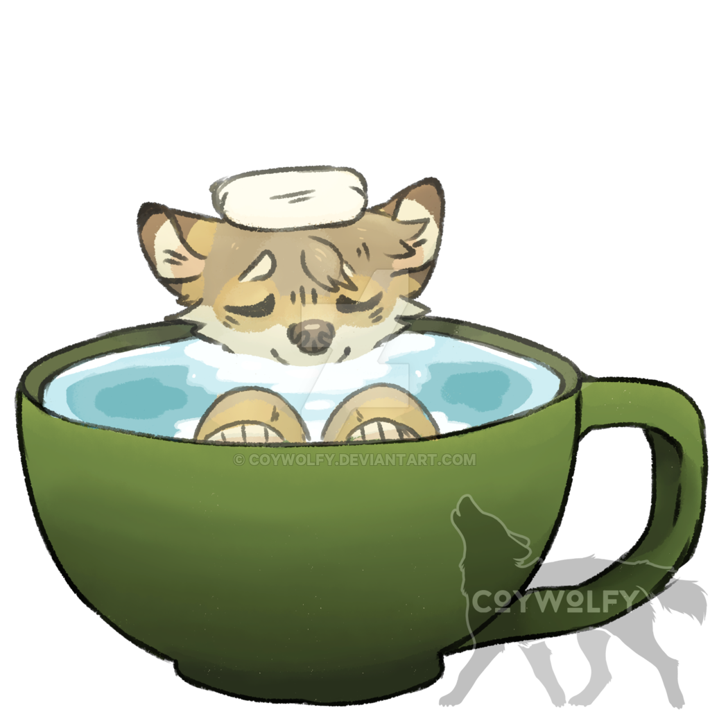 Tea Bath By Coywolfy Tea Bath By Coywolfy - Cartoon (1024x1027)
