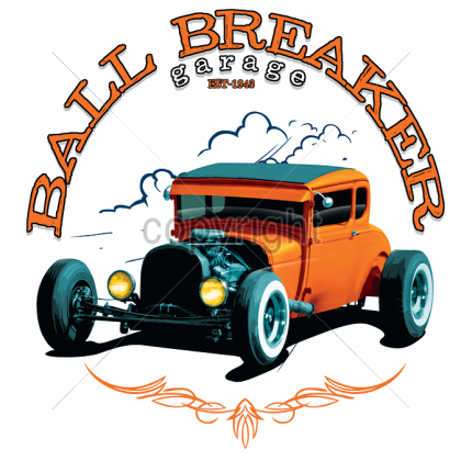 1943 Hot Rod Car T Shirt Ball Breaker Garage Established - T-shirt Hot Rod Garage Speed Shop Vintage Car 1046 (420x420)