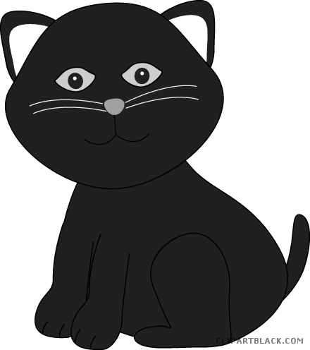 Cute Cat Animal Free Black White Clipart Images Clipartblack - Black Images Clip Art (440x496)