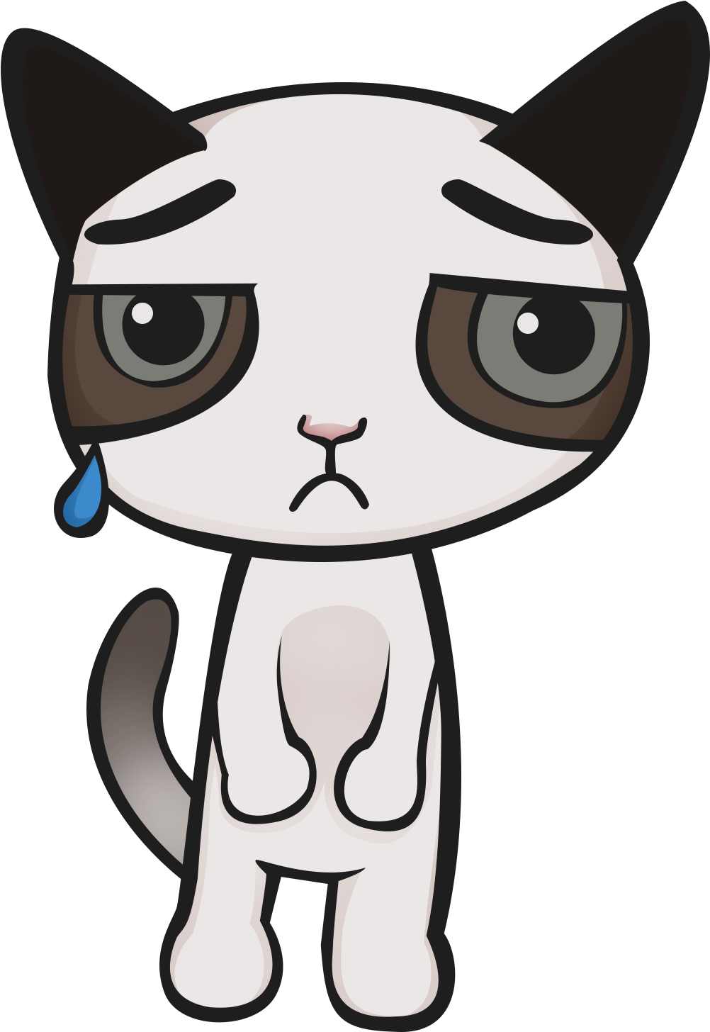 Grumpy Cat Transparent For Kids - Sad Cat Cartoon Transparent (1399x1600)