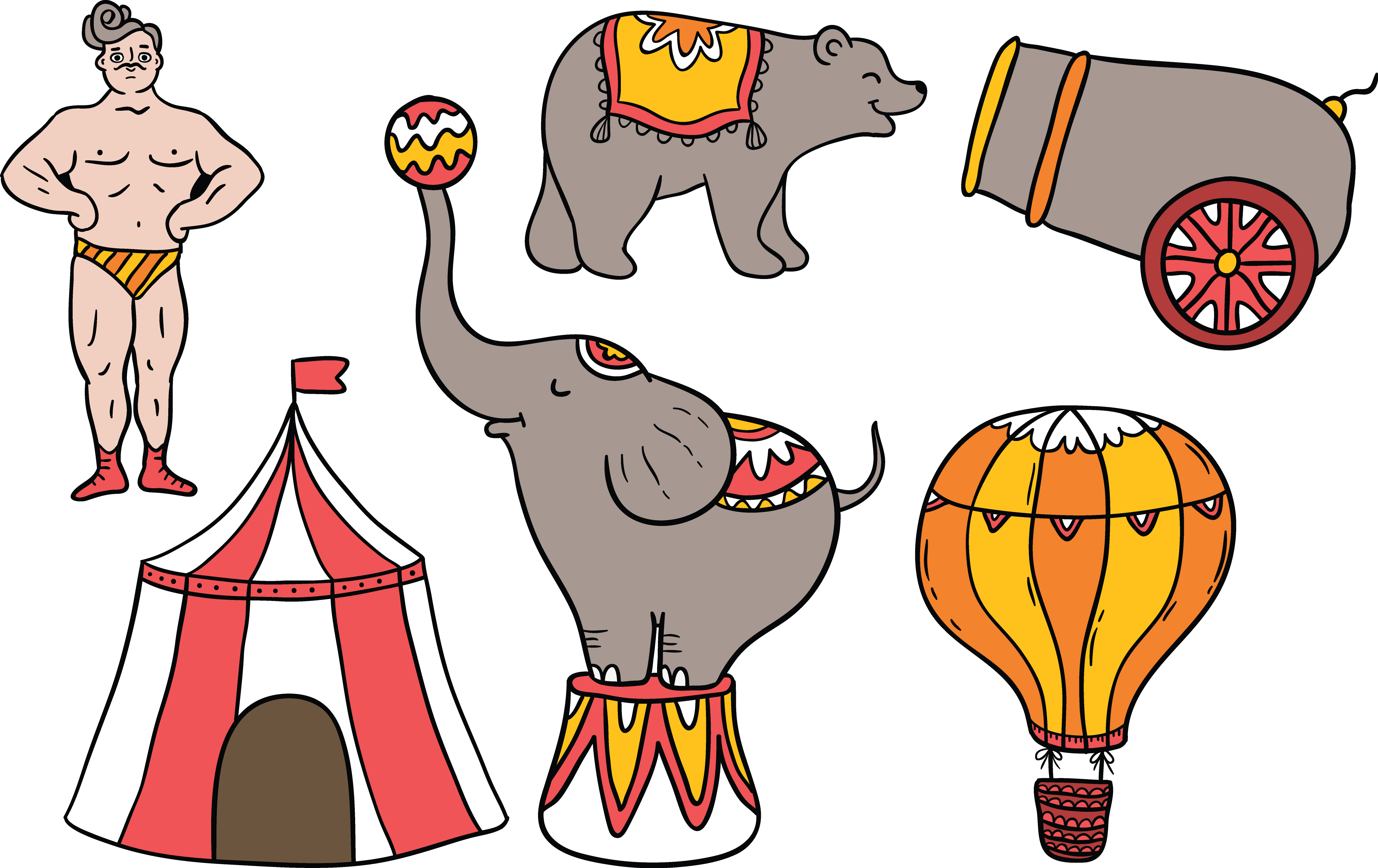 Circus Cartoon Clip Art - Circus Vector Free Vintage (4144x2610)