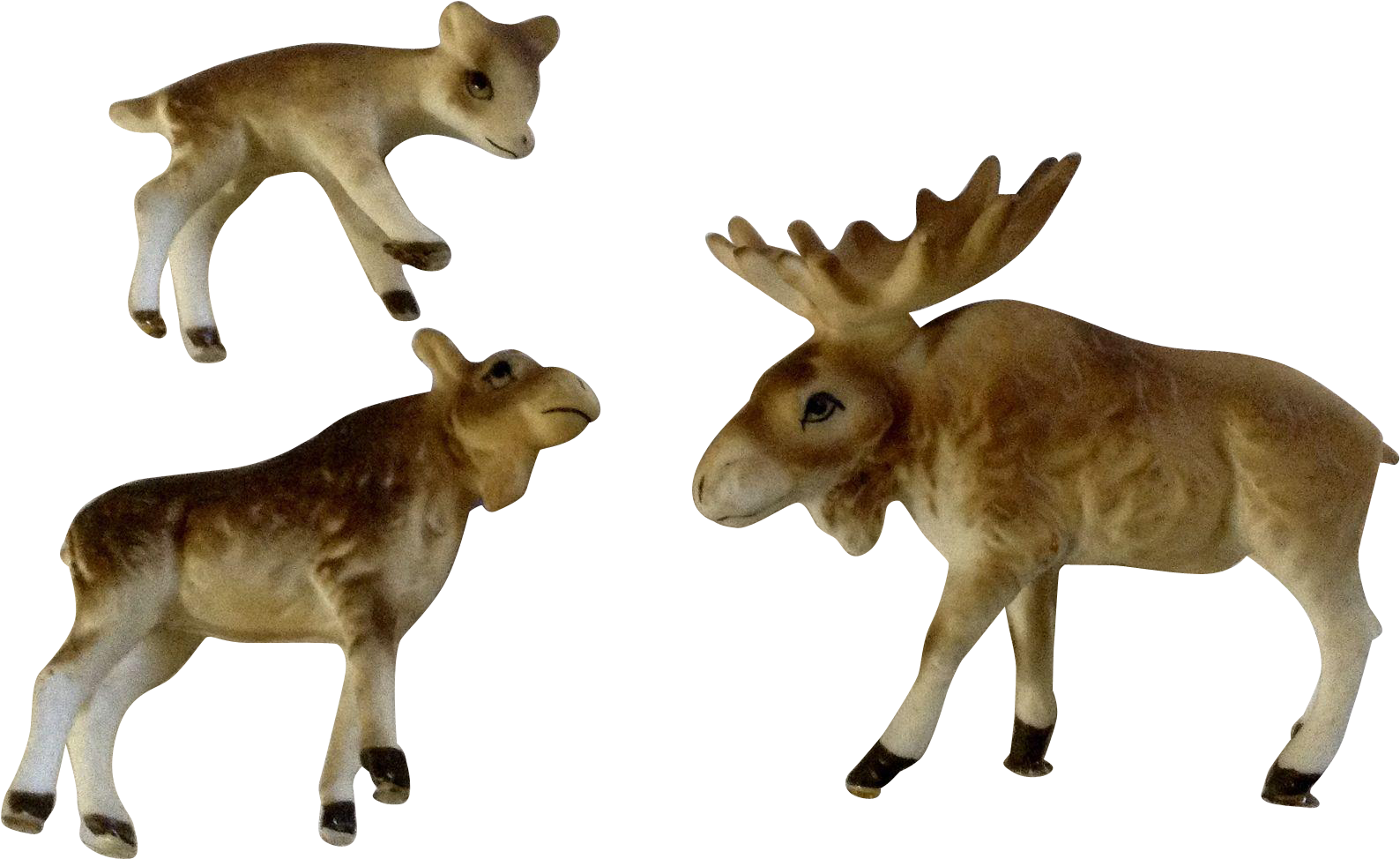 Bone China Miniatures Moose Set Matte Finish Vintage - Figurine (1587x1587)