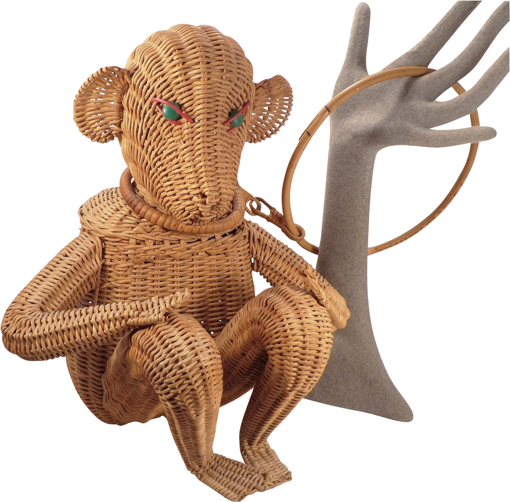Vintage Figural Monkey Animal Wicker Purse From Thatpurseplace - Figurine (1024x1024)