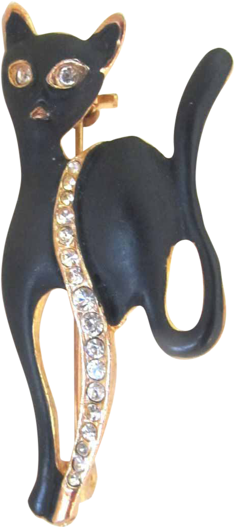 Vintage Animal Pin Brooch Eames 60s Mid Century Black - Black Cat (1023x1023)
