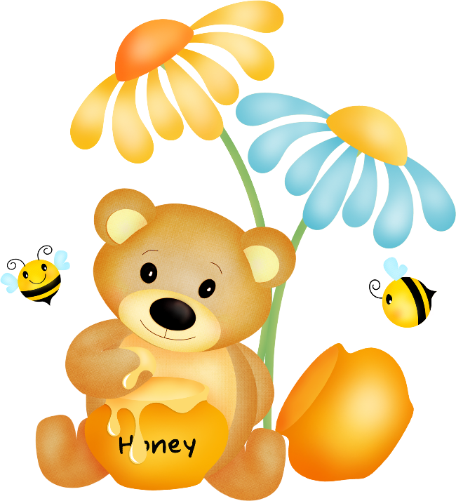 Cartoon Bearcute - Cute Bear And Bee Clipart (650x714)
