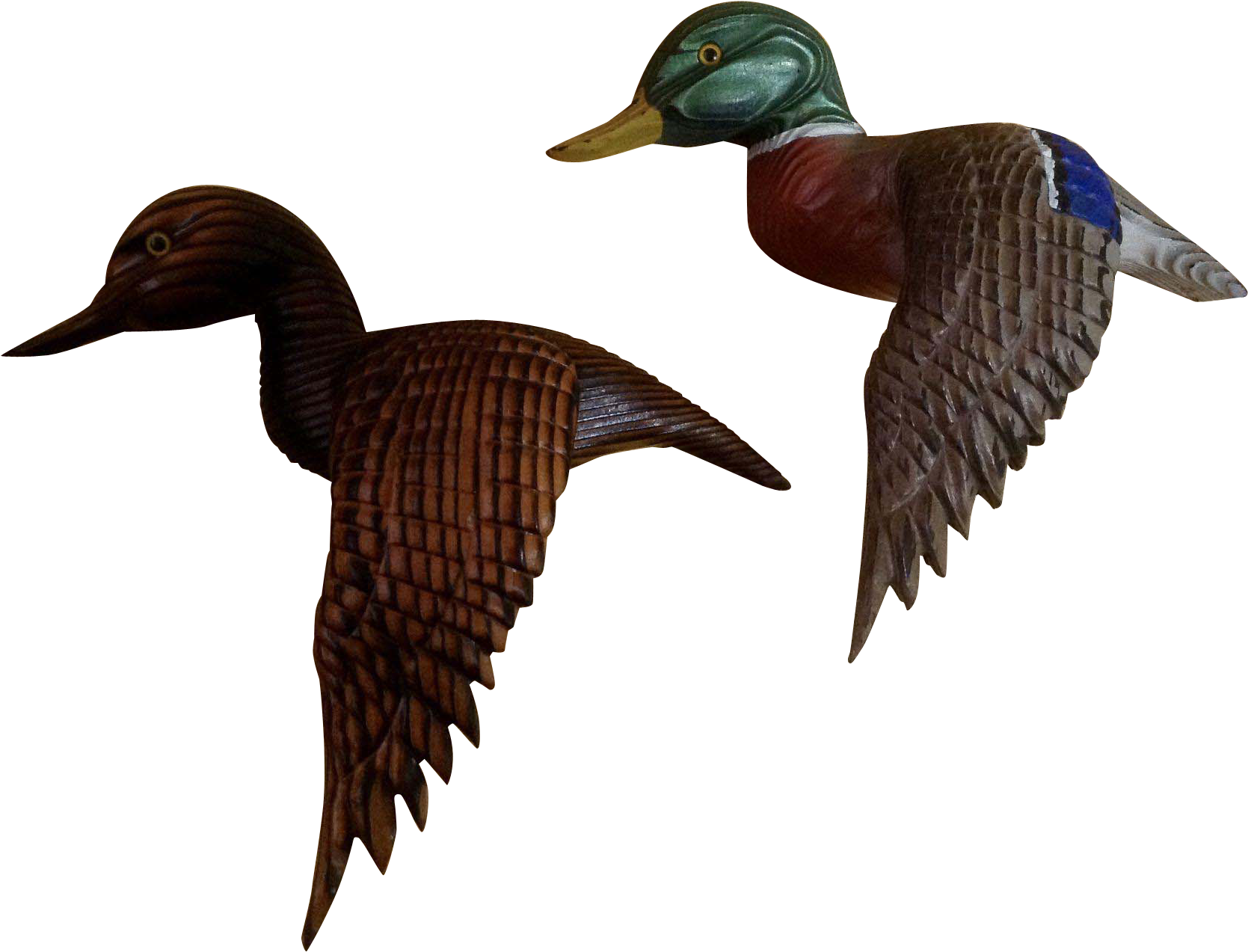 Decorative Vintage Cryptomeria Wood Carving Mallard - Folk Art (1668x1668)