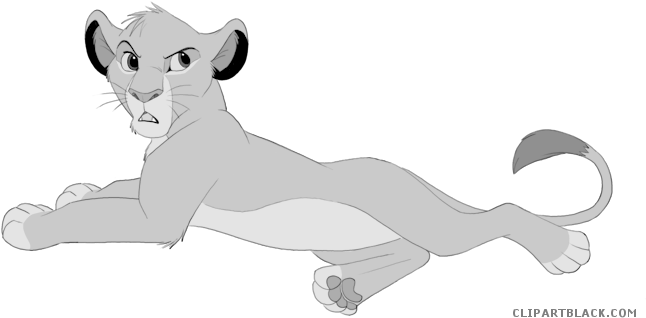 Lion Cub Animal Free Black White Clipart Images Clipartblack - Lion (666x342)