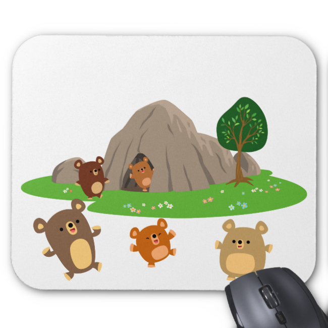 Cute Cartoon Bears In A Cave Mousepad - Customized Rubber Mousepad Gaming Mouse Pad 1982-92 (650x650)