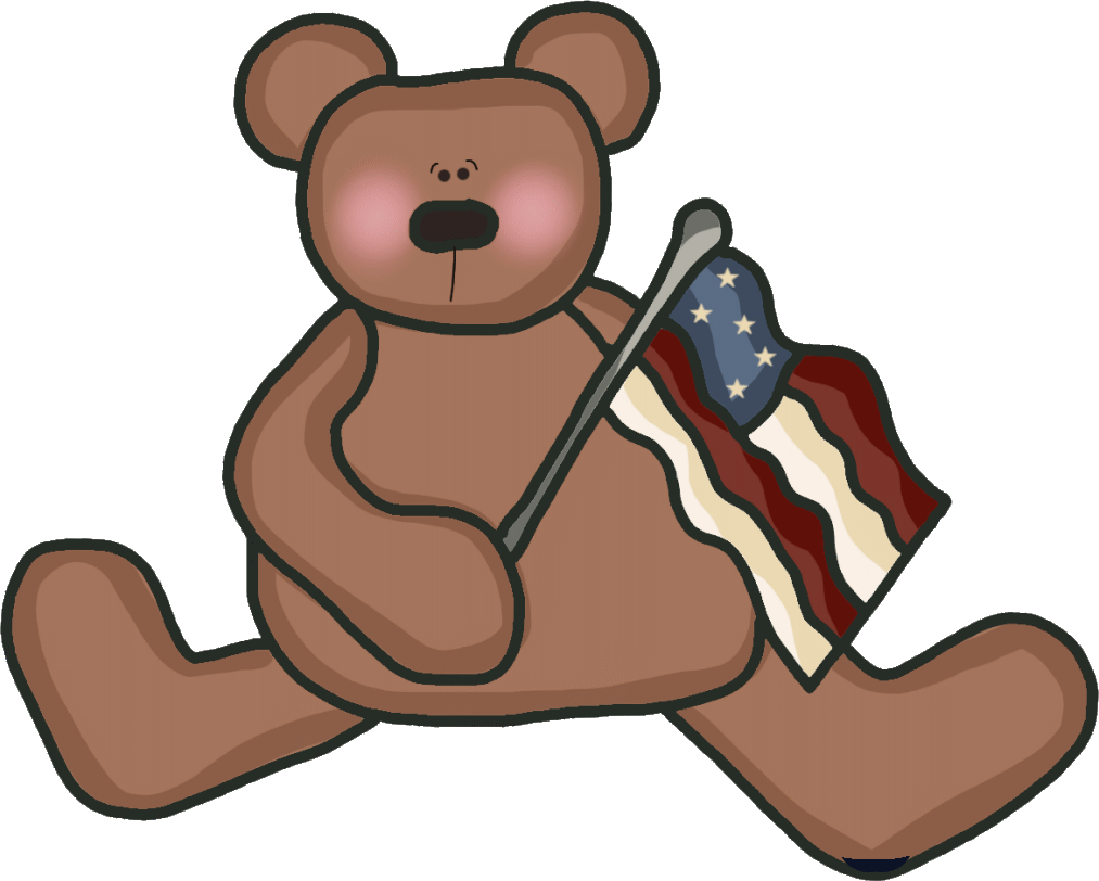 Patriotic Bear Cliparts - Inktastic My First 4th Of July Teddy Baby Bib Bear (1013x812)