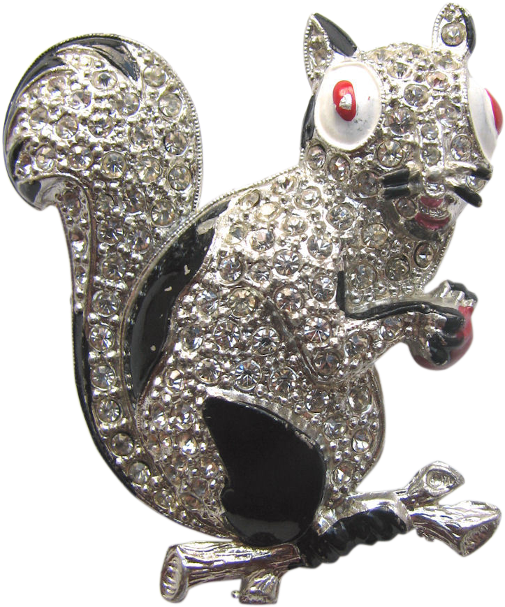 1930s-40s Enameled Figural Squirrel Pin - Chipmunk (868x868)