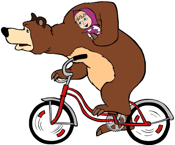 Bear Masha, Bear Riding Bicycle - Cartoon Masha And The Bear (570x472)