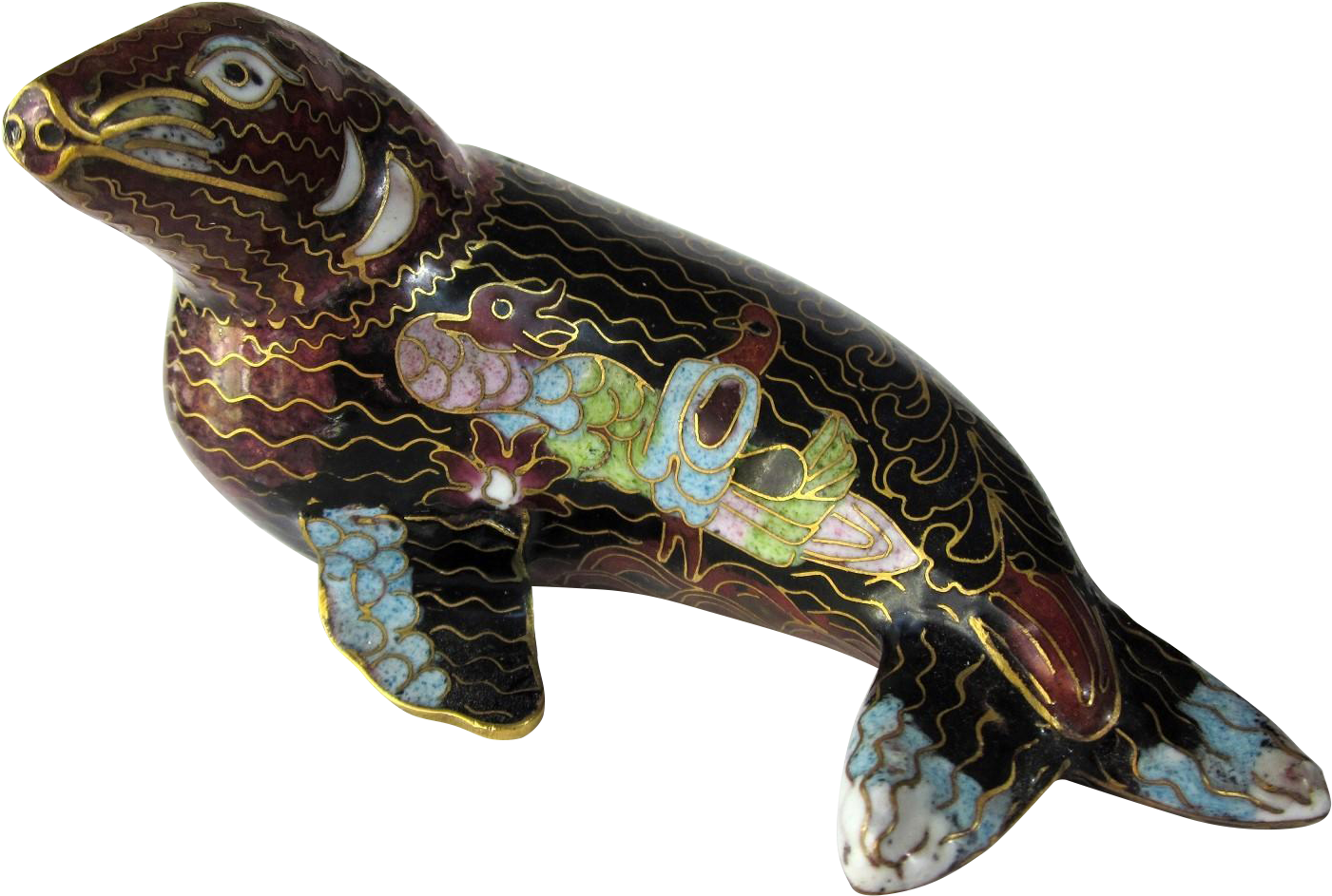 An Unusual Vintage Cloisonné Seal Animal Figure - Figurine (1400x1400)