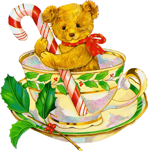Christmas Teddy Bear In Cup - Animated Teddy Bear Download (492x499)