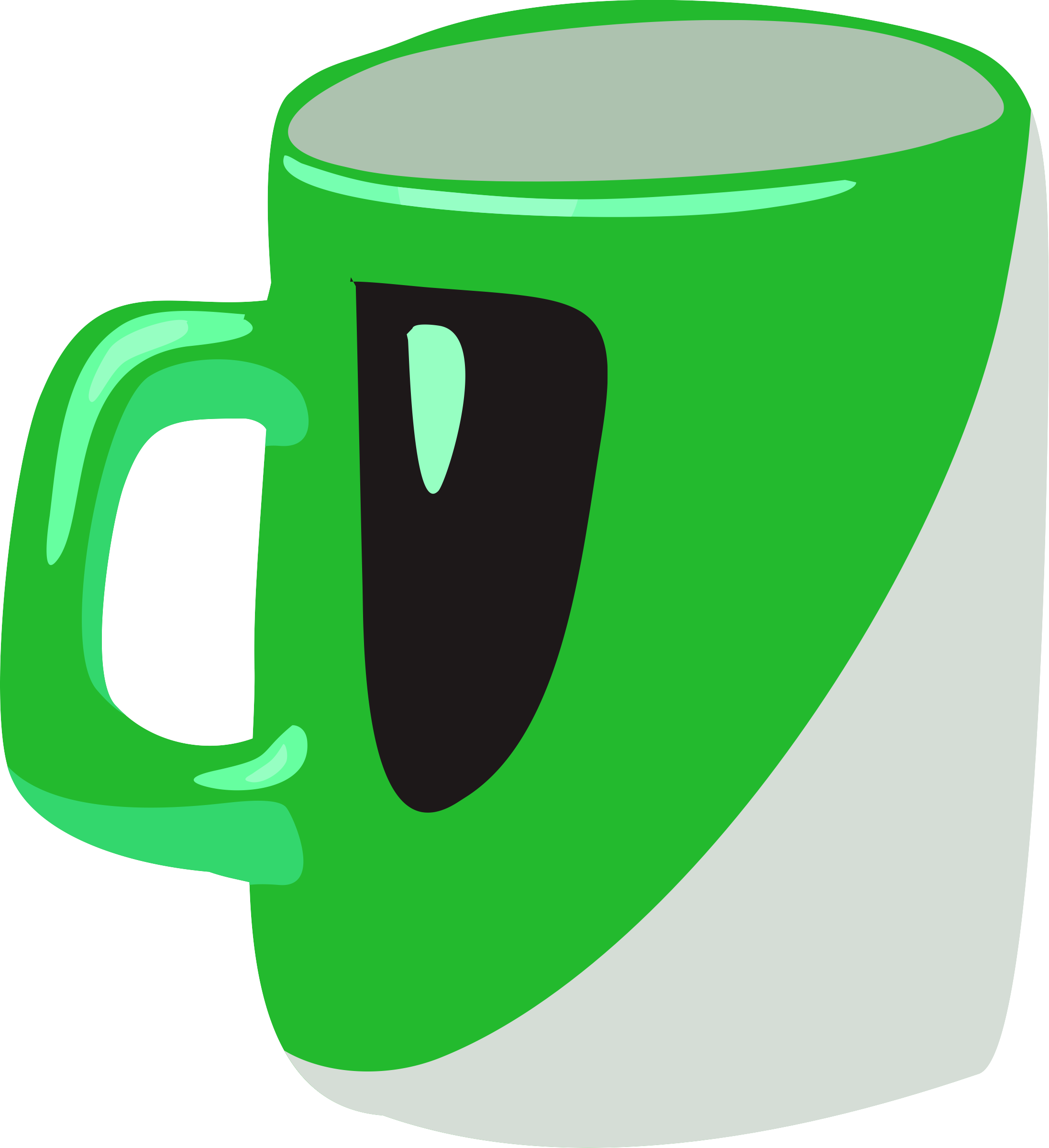 Green Mug - Clip Art (2193x2400)