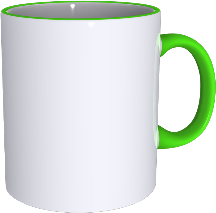 11 Oz Rim Handle Green Mug - Colour Rim Mug Png (1000x1000)
