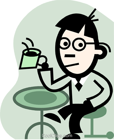 Man Having Coffee Royalty Free Vector Clip Art Illustration - Clip Art (392x480)