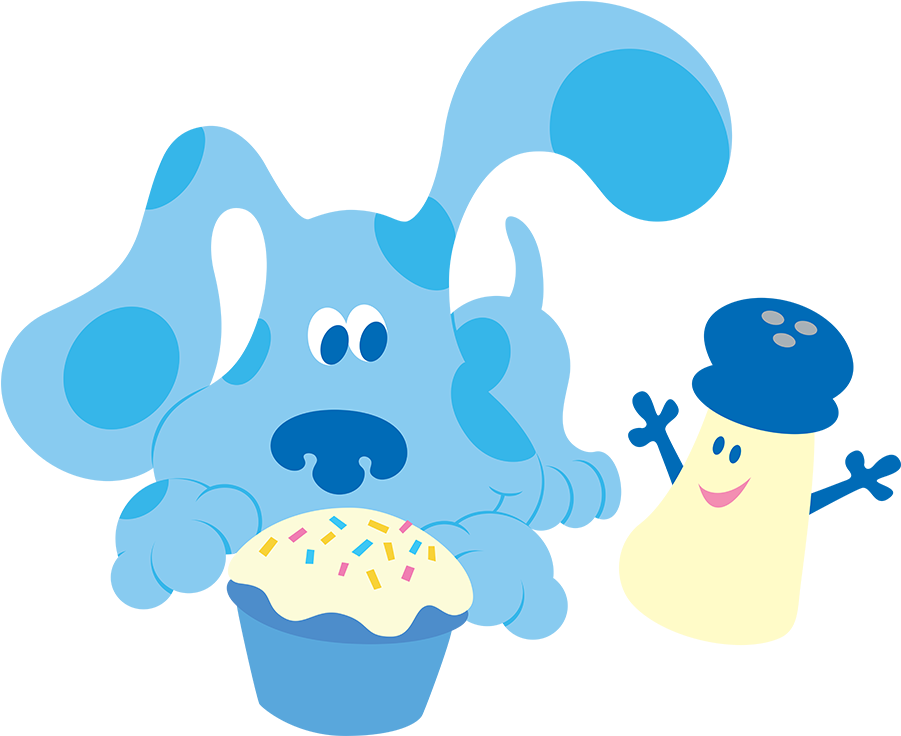 Blues Clues Mr Salt And Blue With Cupcake - Blue's Clues.