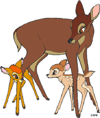 Fawn Clipart Bambi Faline - Bambi And Her Mother (327x383)