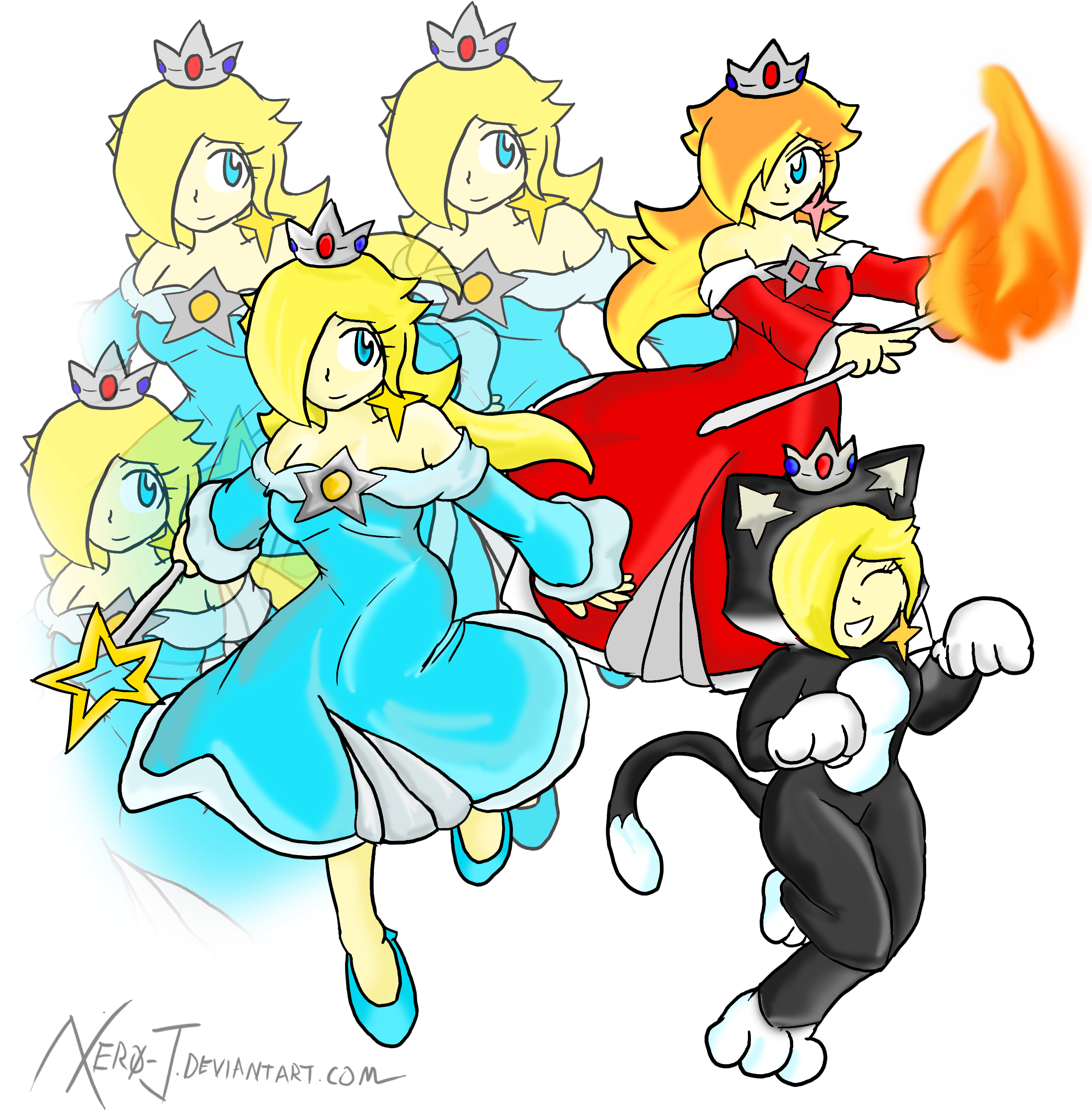 3d World By Xero-j - Cat Rosalina Super Mario 3d World (2528x2701)