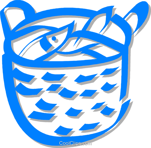 Basket Of Fish Royalty Free Vector Clip Art Illustration - Basket Of Fish Royalty Free Vector Clip Art Illustration (480x471)