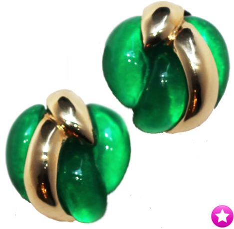 Green And Gold Clip Earrings - Earrings (480x480)