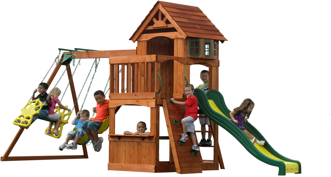 Exterior Awesome Playground Children With Wood House - Backyard Discovery Atlantis Swing Set (1200x680)