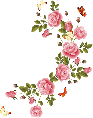 Vintage Flower Clip Art, Floral Border - Flower Png (395x500)