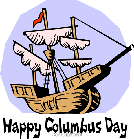Happy Columbus Day Royalty Free Vector Clip Art Illustration - Columbus Day Clip Art Free (680x700)