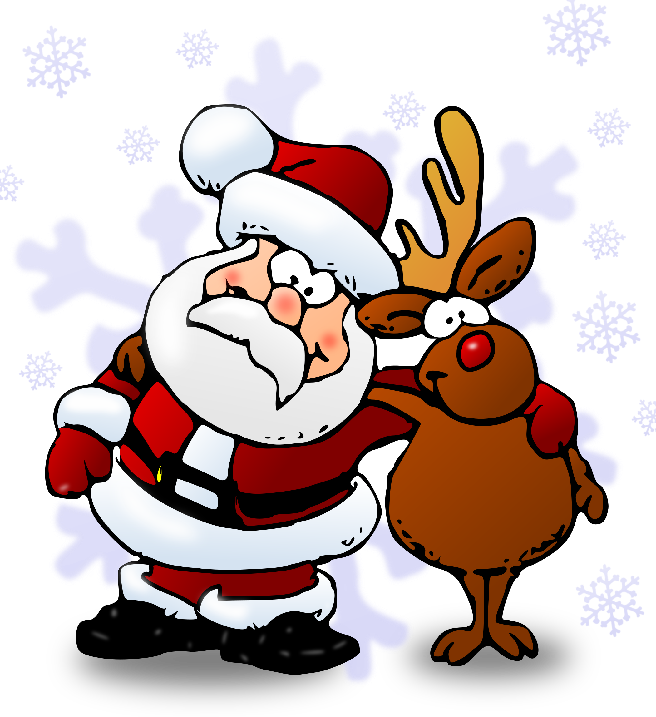 Clipart Colored - Friends - Santa And Rudolph Cartoon (2100x2400)