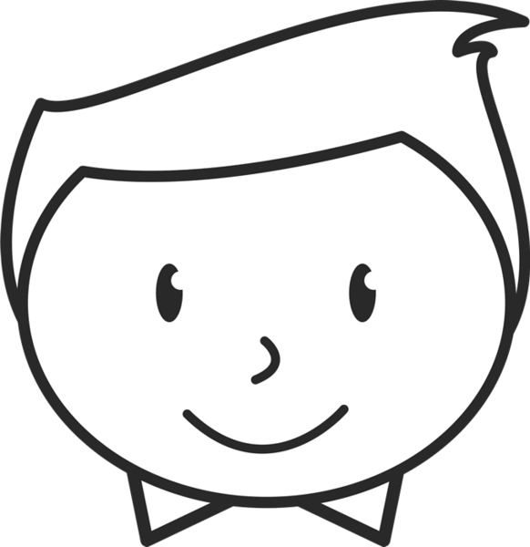 Boy With Stylish Hair And Bow Tie Face Stamp - Stick Figure With Glasses (582x600)