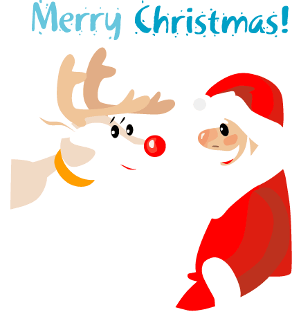 Merry Christmas With Santa And Rudolph - Christmas (422x451)