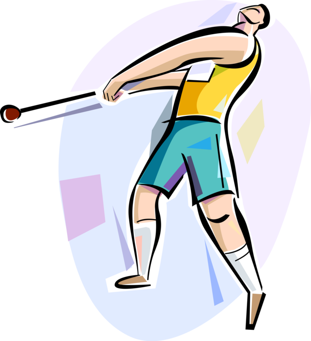 Vector Illustration Of Track And Field Athletic Sport - Hammer Throw Cartoon (639x700)