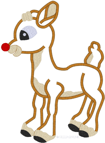 Rudolph Reindeer Applique - Animal Figure (567x567)