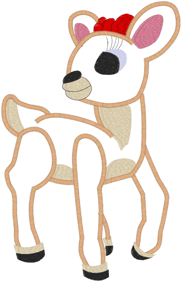 Rudolph Reindeer Applique - Animal Figure (567x567)