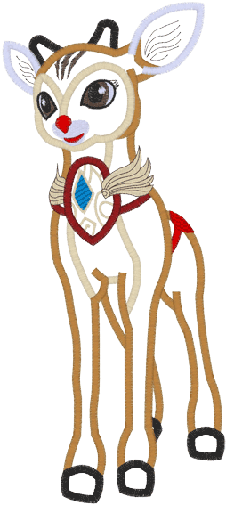 Rudolph Reindeer Applique - Animal Figure (567x567)