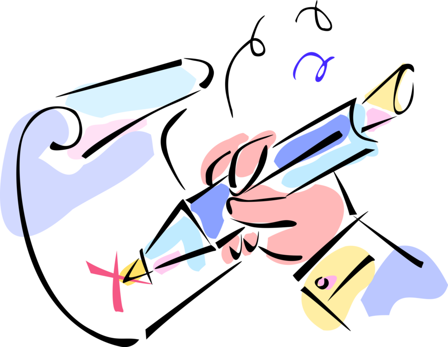 Vector Illustration Of Hand Signs Signature On Contract - Need Signature (902x700)