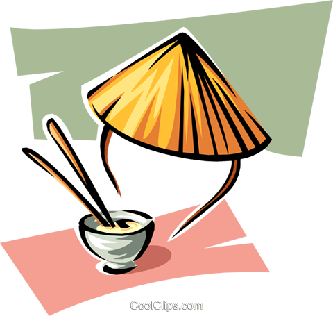 Rice Bowl And Chinese Hat Royalty Free Vector Clip - Chapeu Chines Png (480x455)