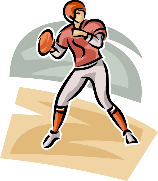 Vector Illustration Of Football Quarterback Throws - Vector Illustration Of Football Quarterback Throws (613x700)