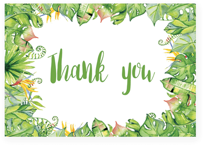 Luau Themed Thank You Cards Printable By Littlesizzle - Thank You Card Printable Green (819x1024)