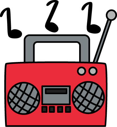 Radio Cassette Player With Music - Clip Art (377x410)