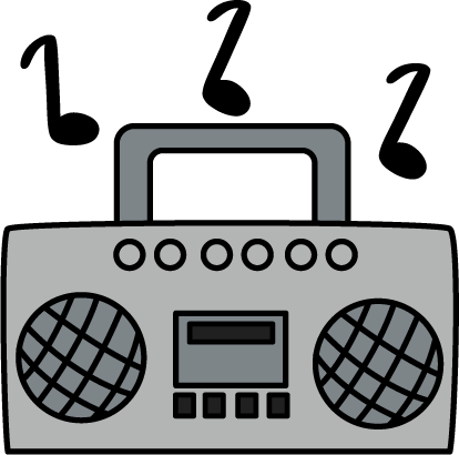 Radio Clip Art U0026middot Boombox With Music Notes - Radio Clipart (414x410)