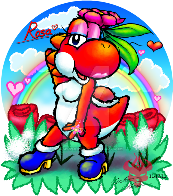 Rosa Flower's Own Yoshi's Island By Bowser2queen - Rosa Flower Yoshi (600x704)
