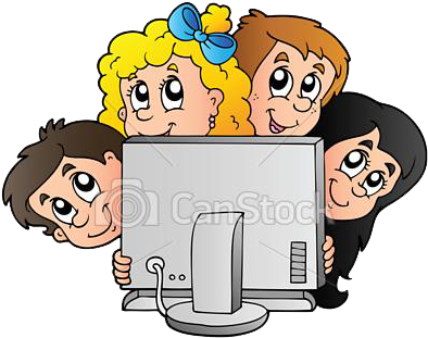 Can Stock Photo Csp6122223 Copy - Cartoon Kids On Computers (400x335)