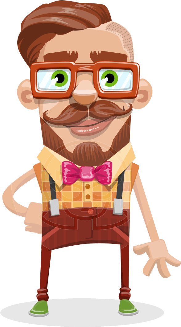 This Stock Vector Hipster Cartoon Character Comes In - Clip Art (744x1060)