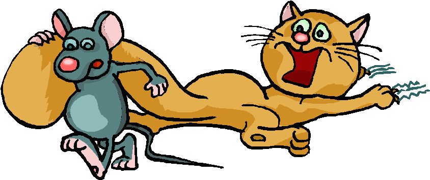 Chase Clipart Animated - Rat And Cat Clipart (856x355)