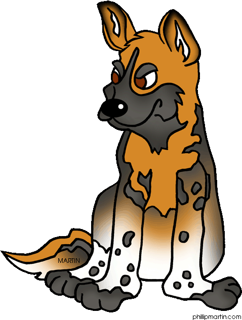 Animals Clip Art By Phillip Martin - African Wild Dog Clip Art (502x648)