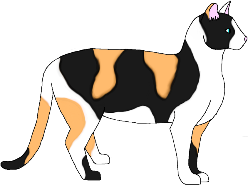 Orange And Black Calico Cat By Cara-d057 - Cartoon (1024x704)